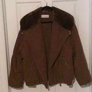 Max Mara rust color faux fur jacket